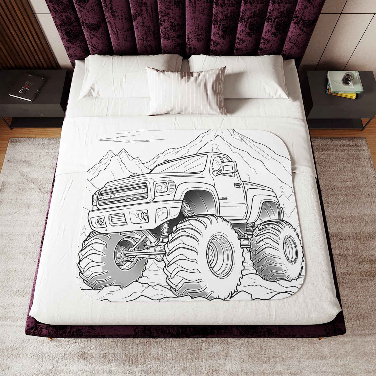 Blanket Coloring Kit with 10 Fabric Markers - Monster Truck