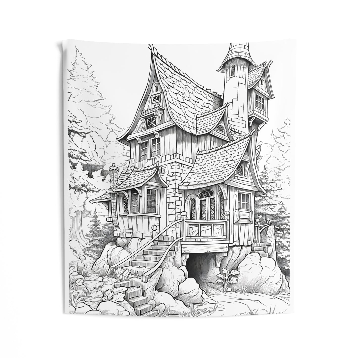 Indoor Wall Tapestries Coloring Kit with 10 Fabric Markers - Fantasy Cottage