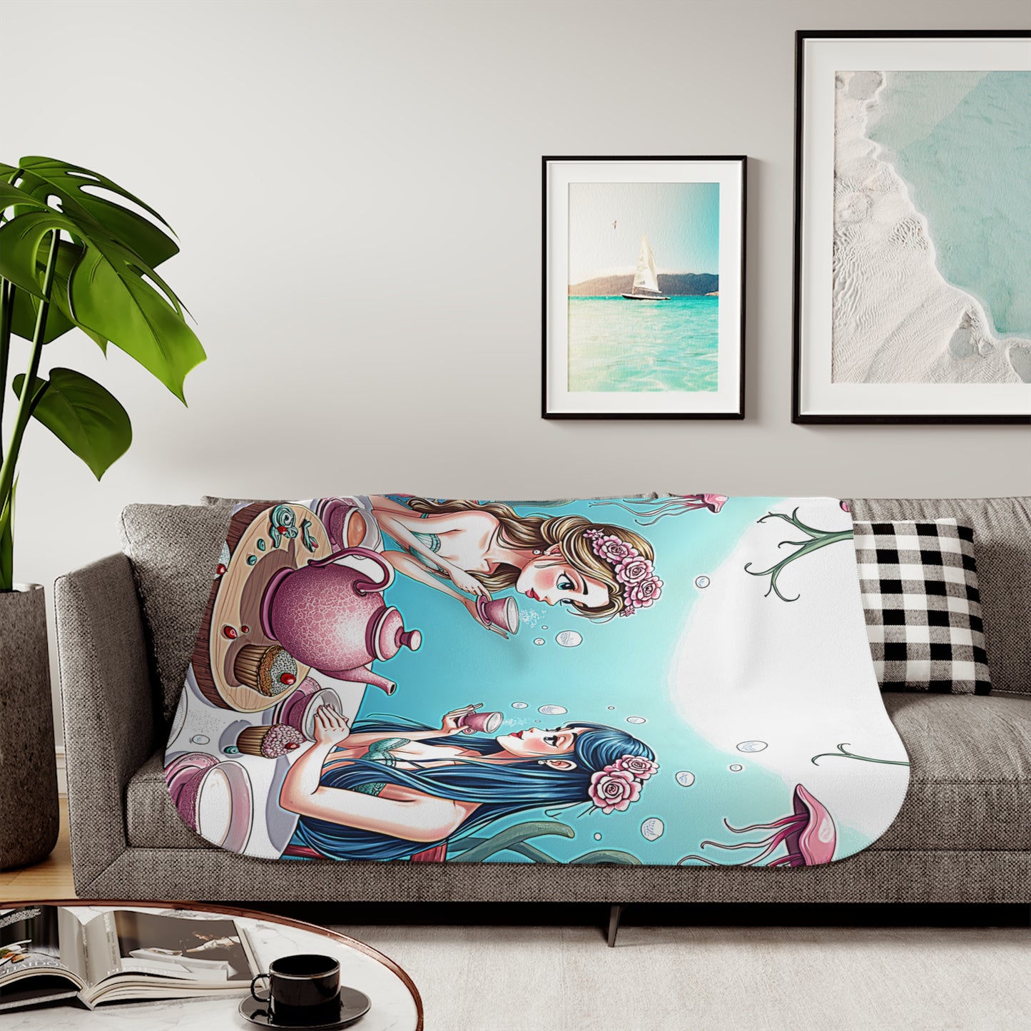 Blanket Colorful Graphic Design - Mermaid Tea Party