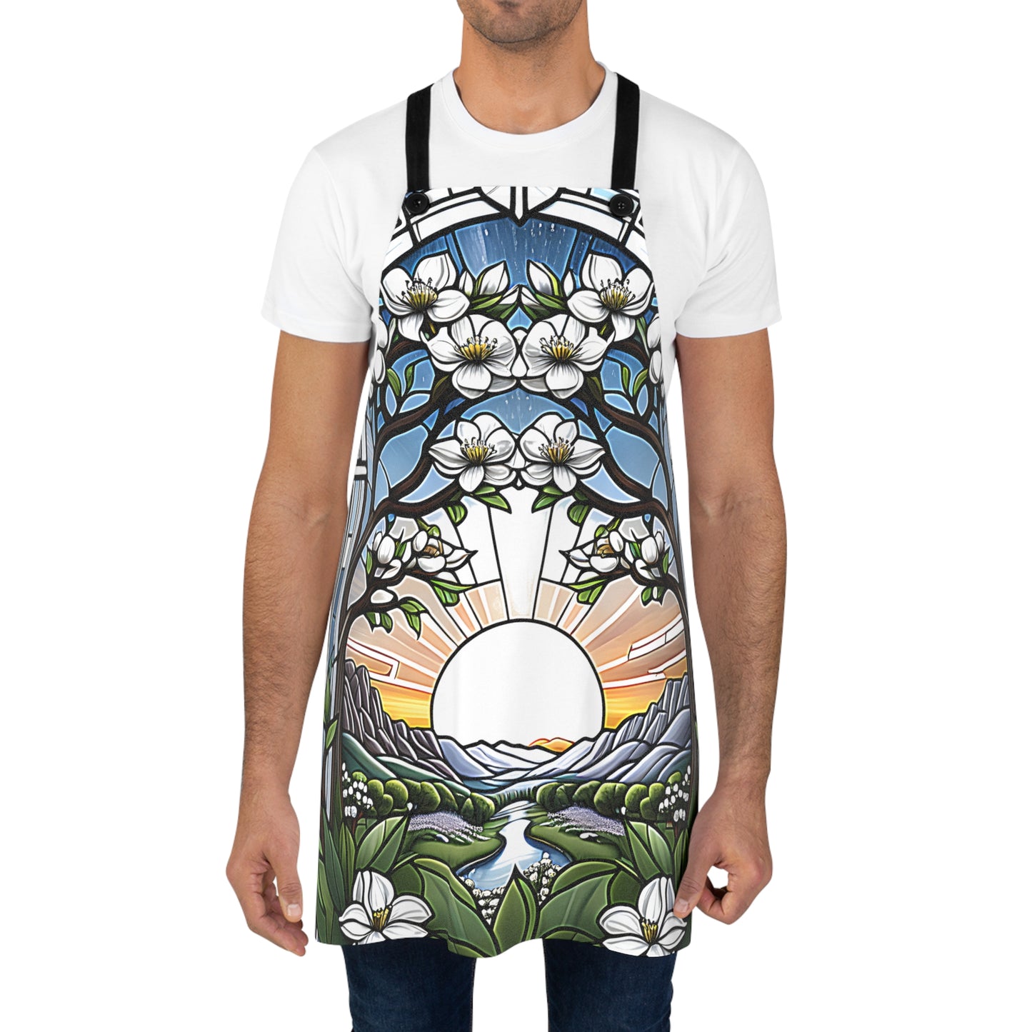 Apron Colorful Graphic Design - Blooming Landscape