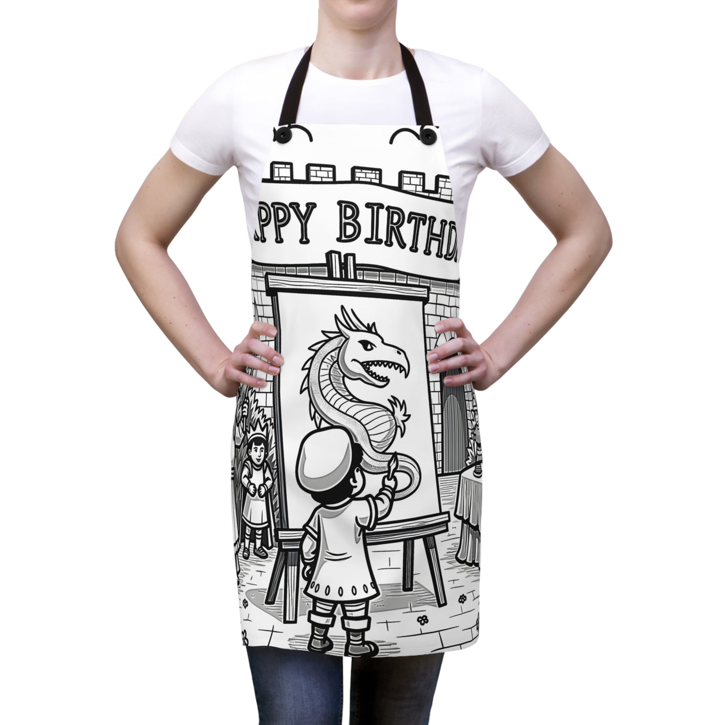 Apron Coloring Kit with 10 Fabric Markers - Medieval Birthday Celebration