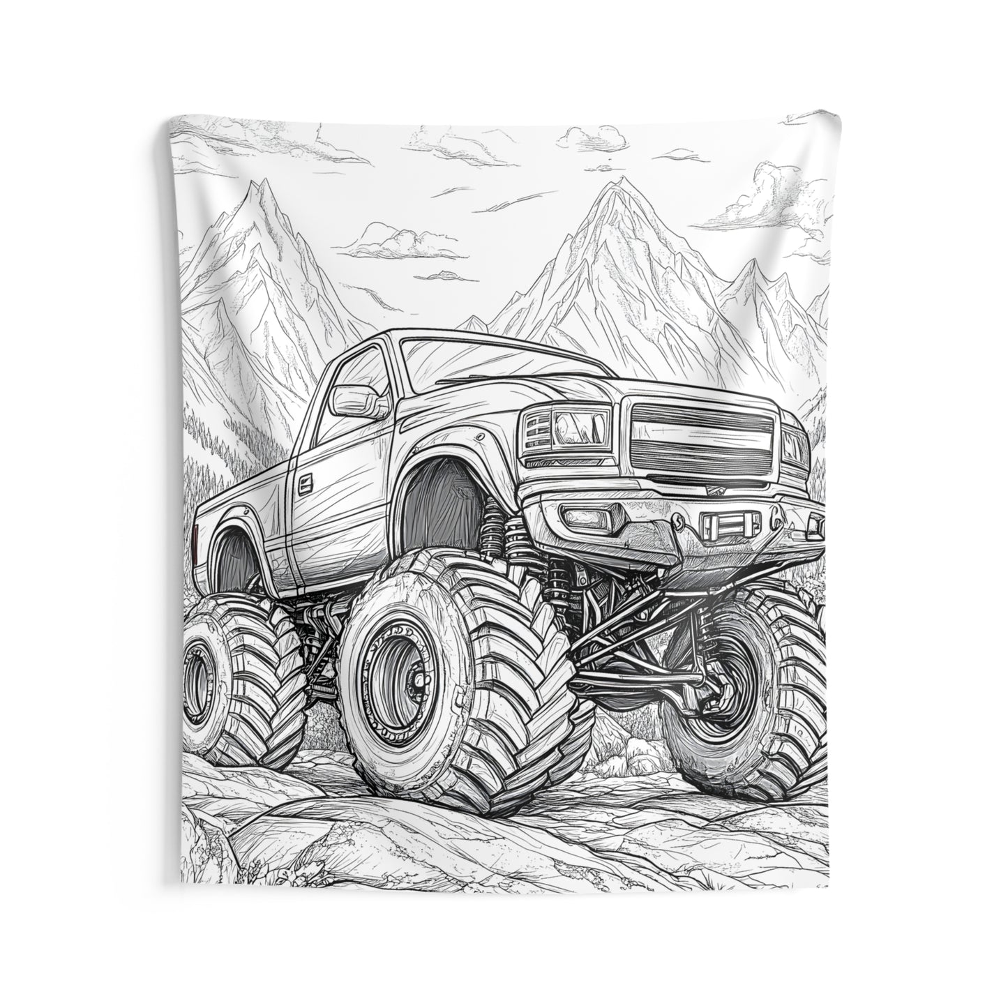 Indoor Wall Tapestries Coloring Kit with 10 Fabric Markers - Monster Truck