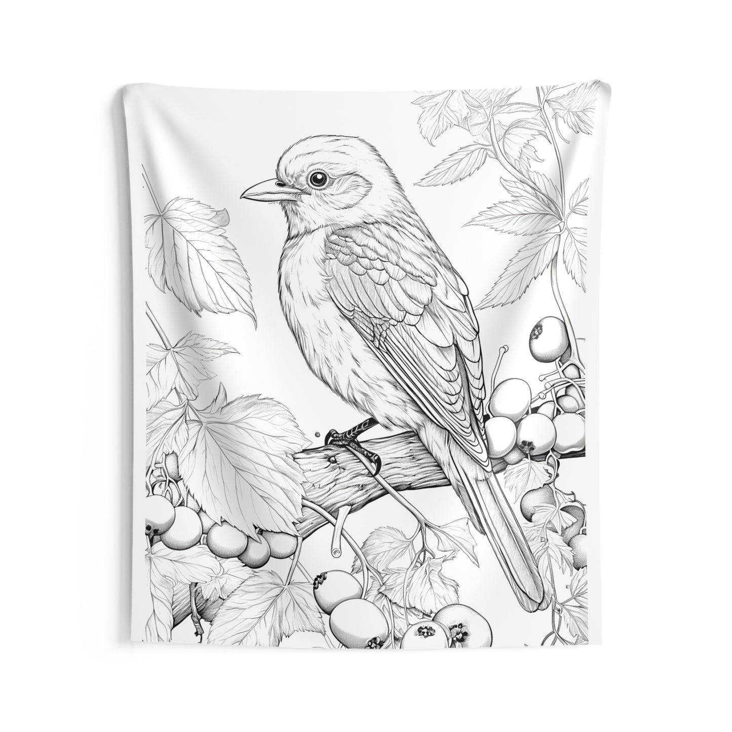 Indoor Wall Tapestries Coloring Kit with 10 Fabric Markers - Perching Bird