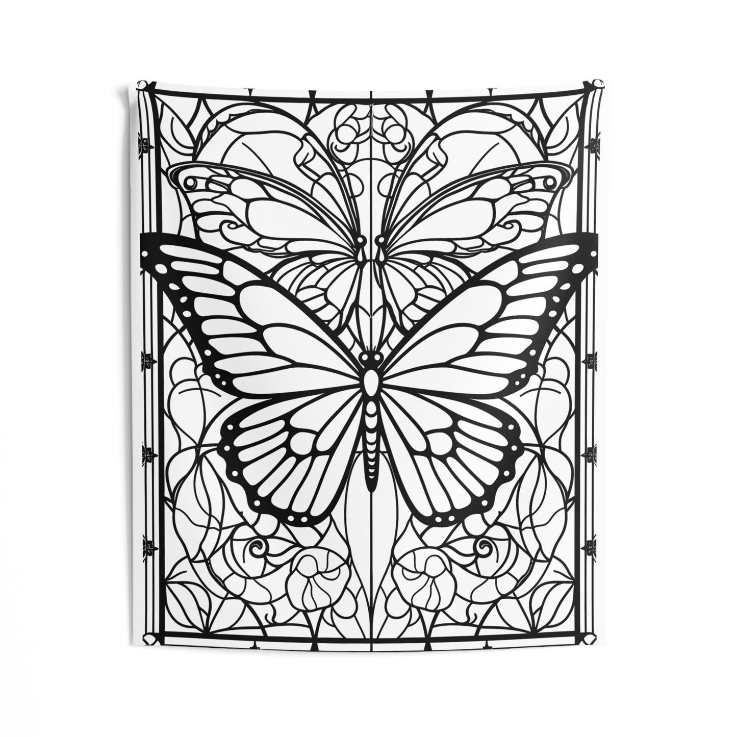 Indoor Wall Tapestries Coloring Kit with 10 Fabric Markers - Stained Glass Butterfly