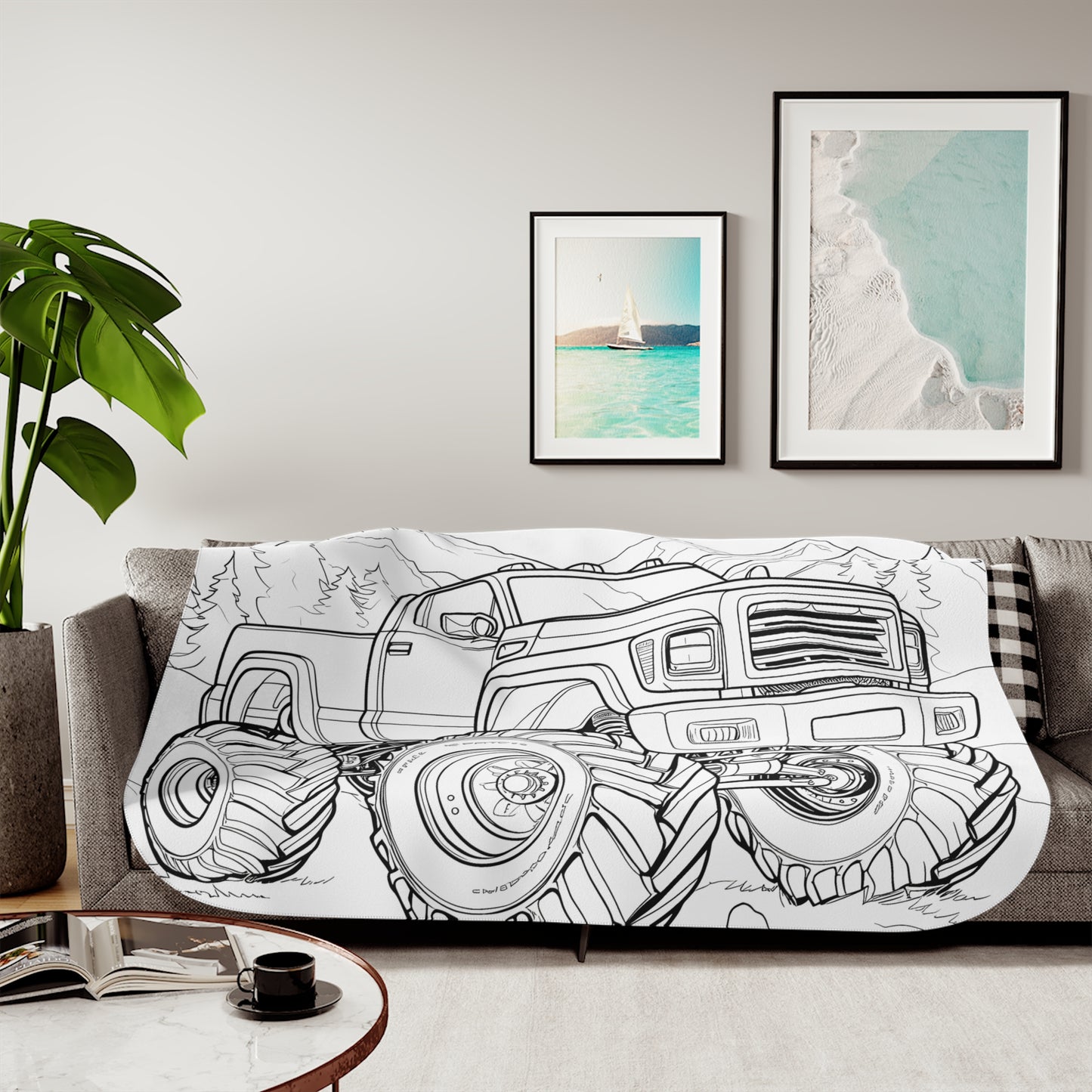 Blanket Coloring Kit with 10 Fabric Markers - Off-roading Monster Truck