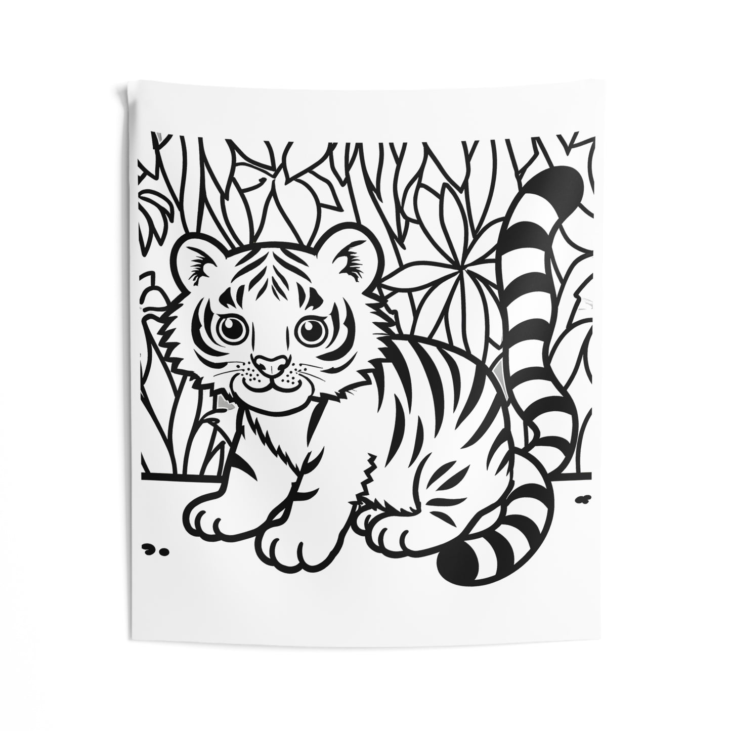 Indoor Wall Tapestries Coloring Kit with 10 Fabric Markers - Baby Tiger
