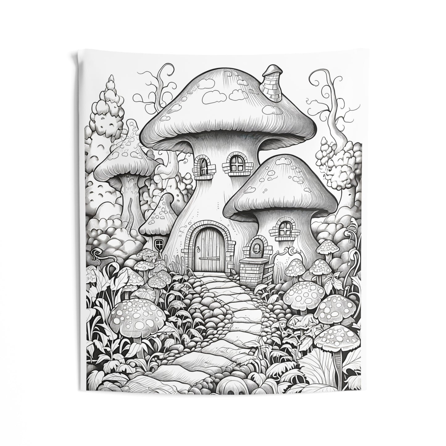 Indoor Wall Tapestries Coloring Kit with 10 Fabric Markers - Mushroom House