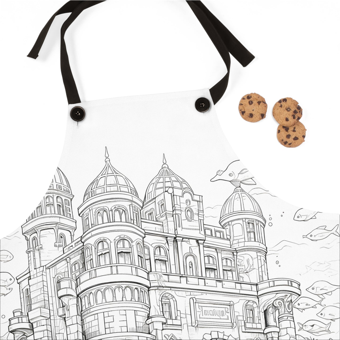 Apron Coloring Kit with 10 Fabric Markers - Underwater Castle