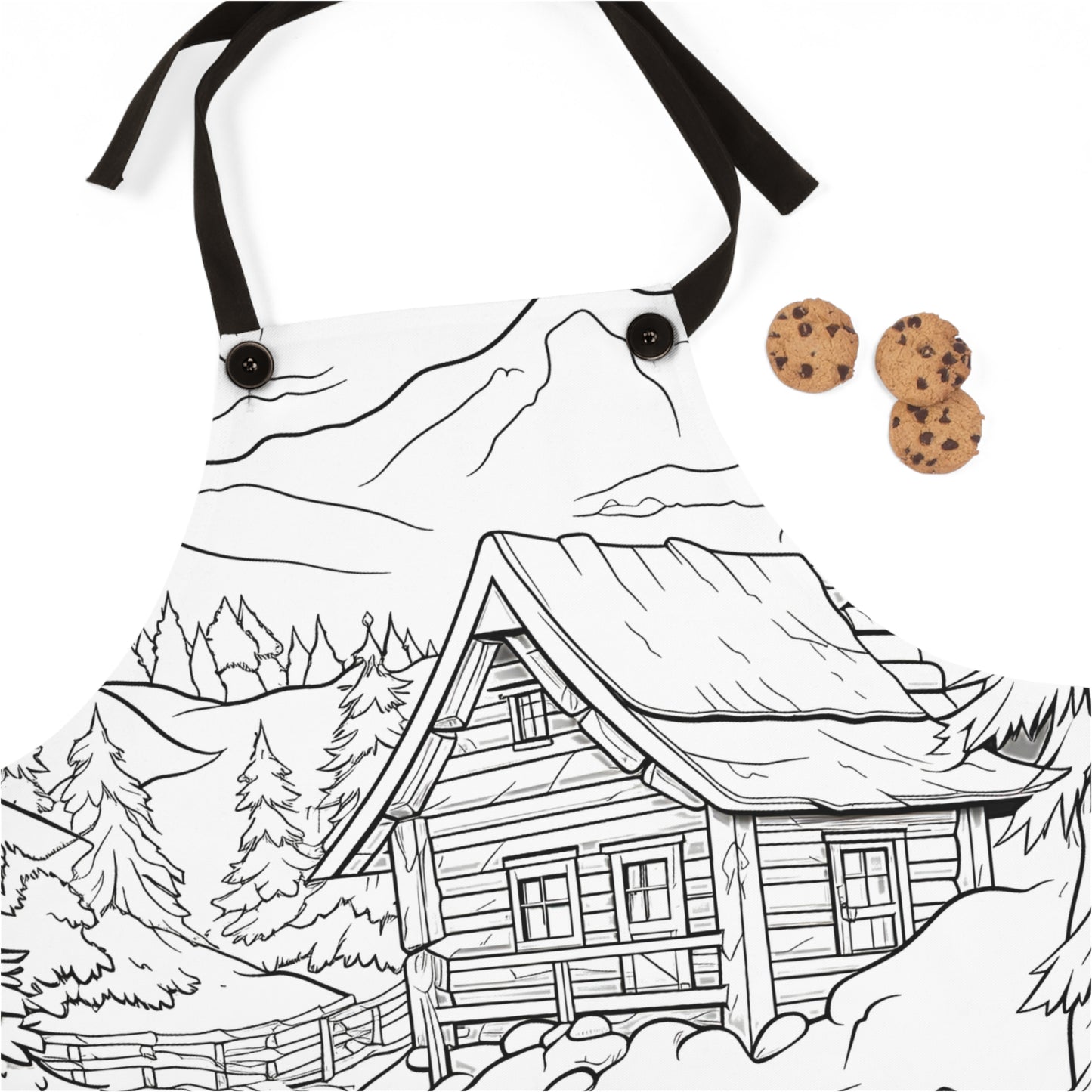 Apron Coloring Kit with 10 Fabric Markers - Mountain Cabin