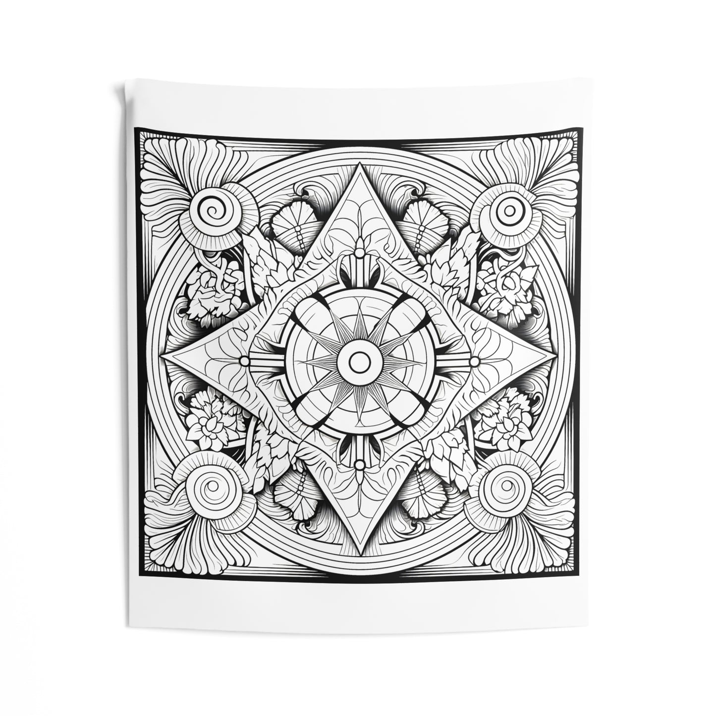 Indoor Wall Tapestries Coloring Kit with 10 Fabric Markers - Floral Mandala