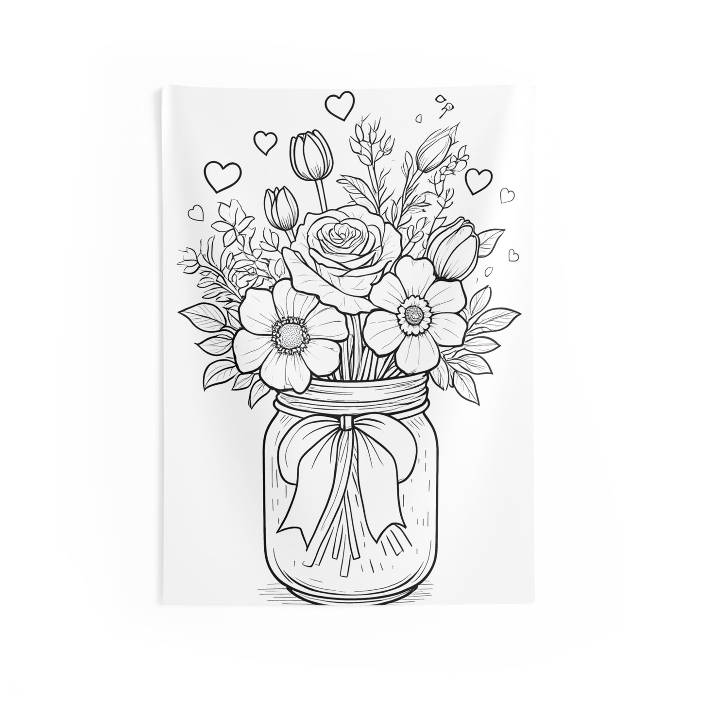 Indoor Wall Tapestries Coloring Kit with 10 Fabric Markers - Bouquet