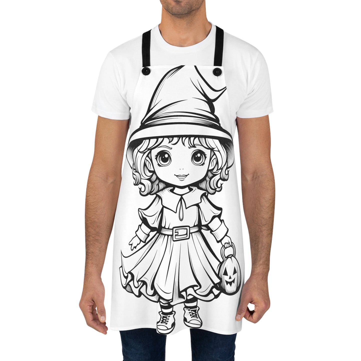 Apron Coloring Kit with 10 Fabric Markers - Cute Witch