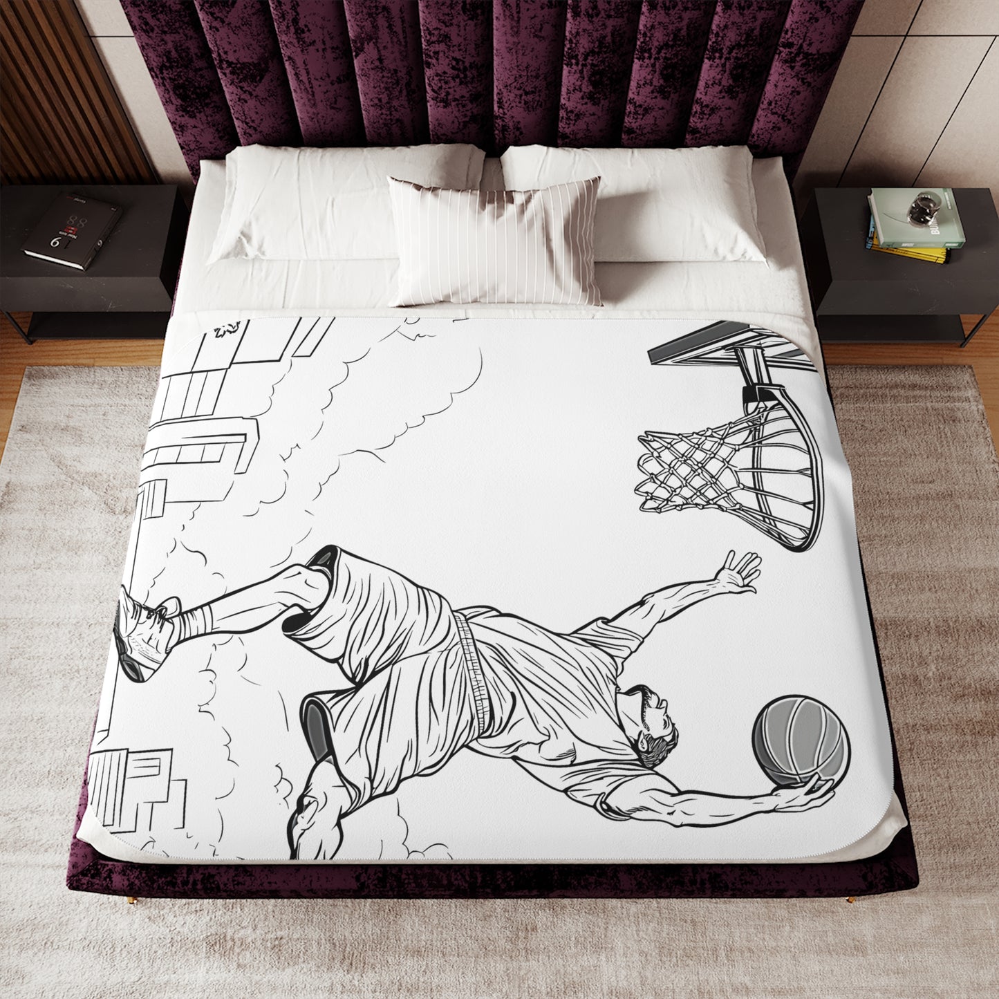 Blanket Coloring Kit with 10 Fabric Markers - Basketball