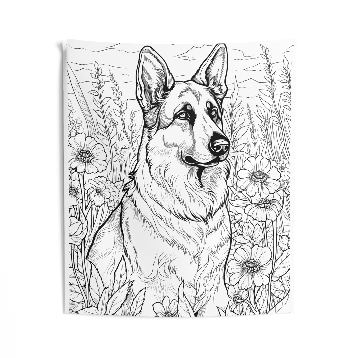 Indoor Wall Tapestries Coloring Kit with 10 Fabric Markers - German Shepherd