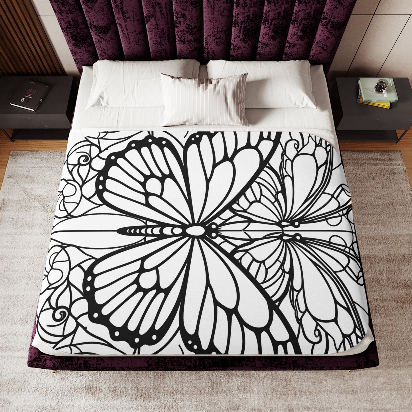 Blanket Coloring Kit with 10 Fabric Markers - Stained Glass Butterfly