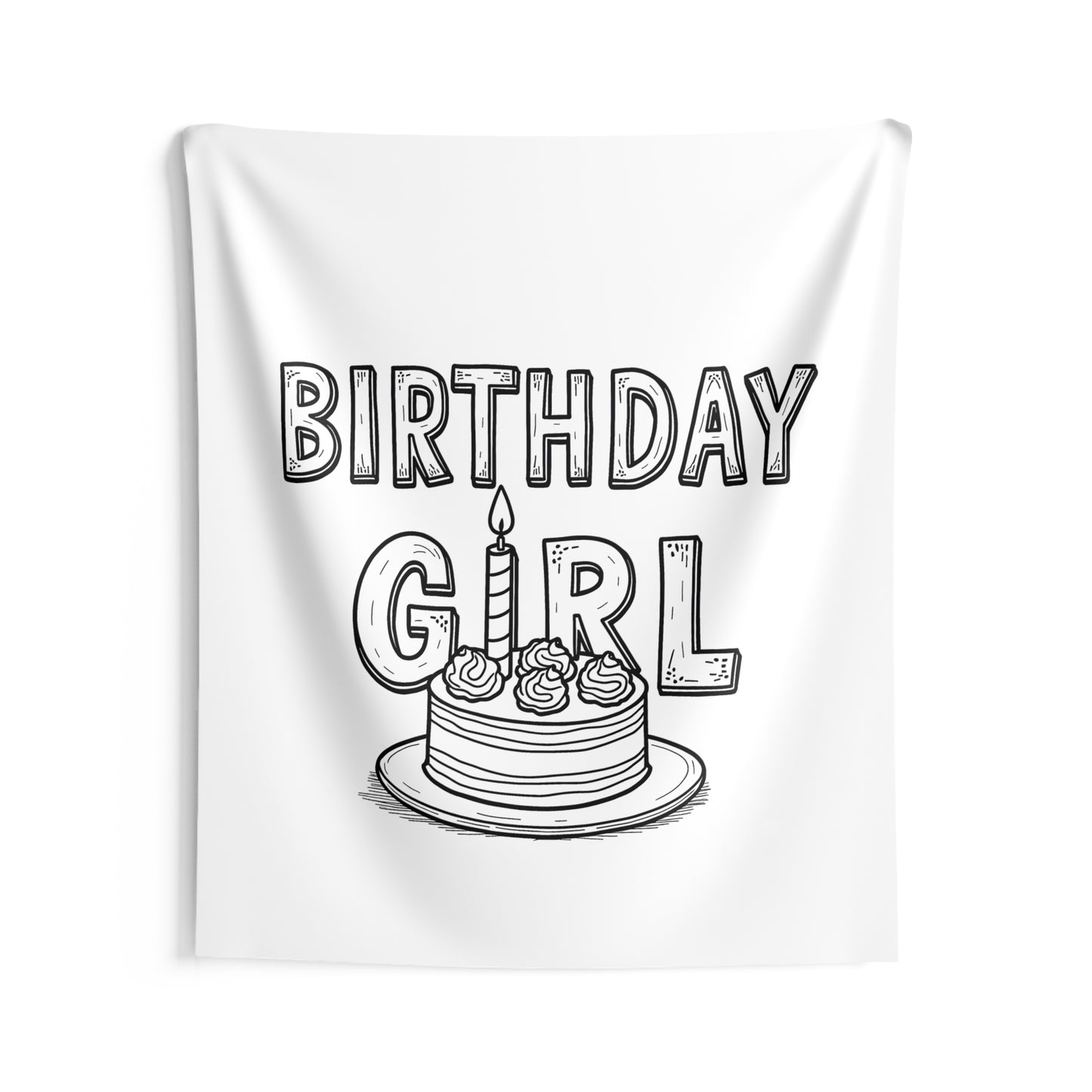 Indoor Wall Tapestries Coloring Kit with 10 Fabric Markers - Birthday Girl