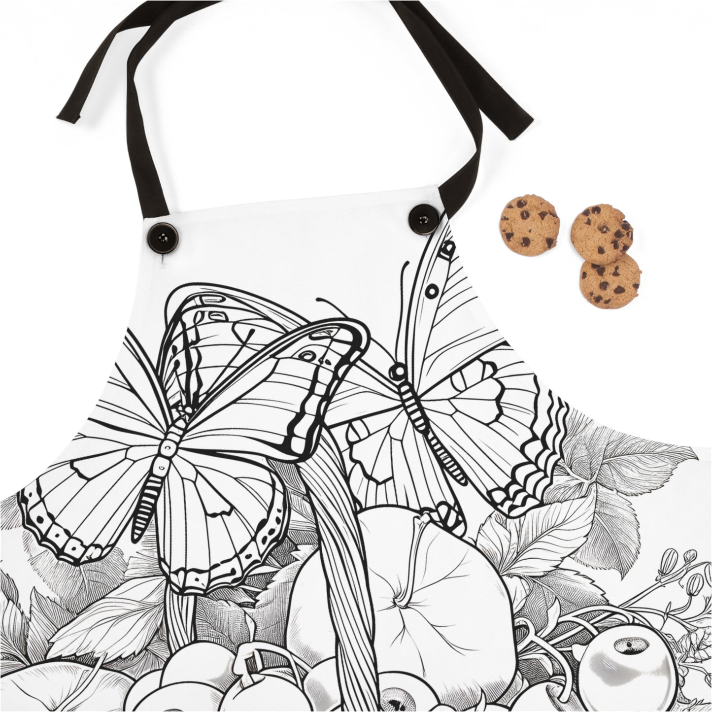 Apron Coloring Kit with 10 Fabric Markers - Butterflies on Fruit Basket