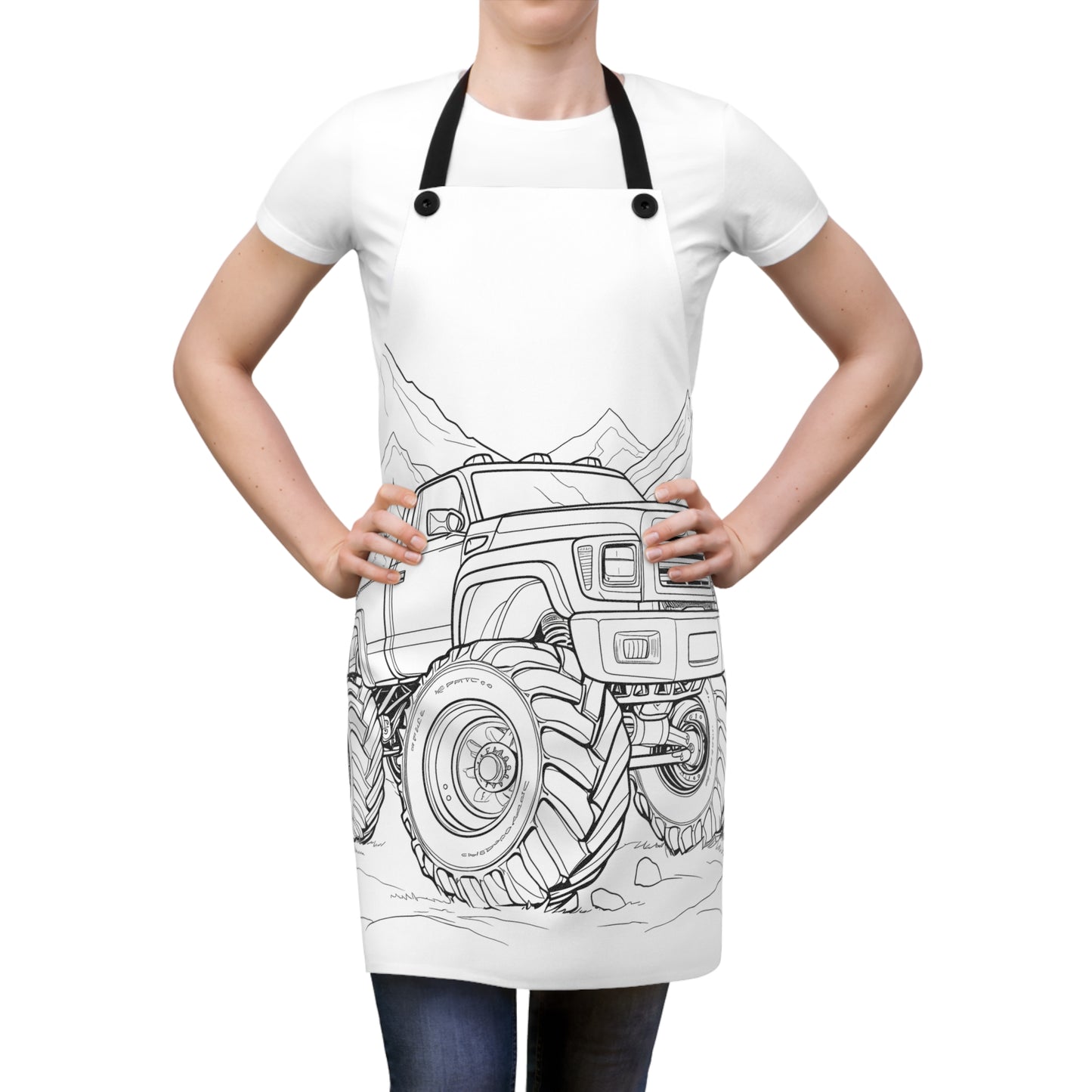 Apron Coloring Kit with 10 Fabric Markers - Off-roading Monster Truck