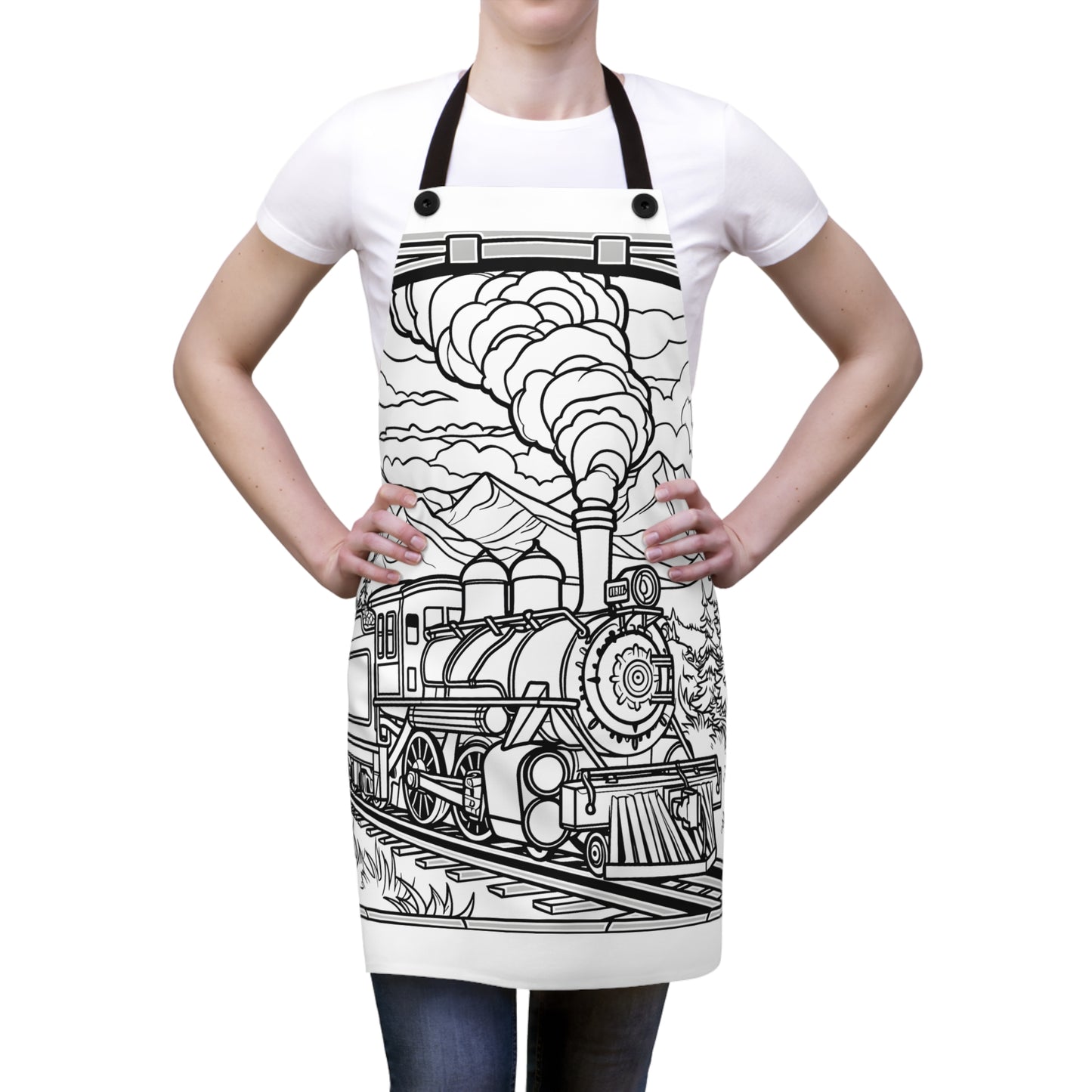 Apron Coloring Kit with 10 Fabric Markers - Steam Train