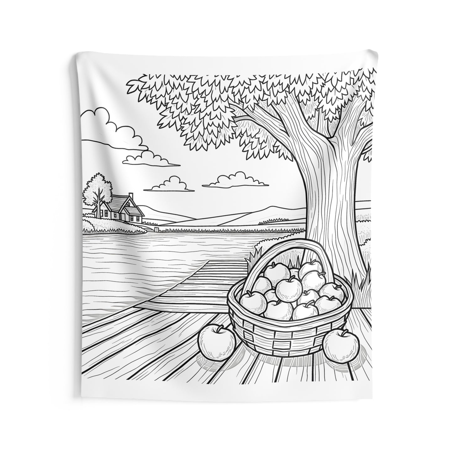 Indoor Wall Tapestries Coloring Kit with 10 Fabric Markers - Countryside