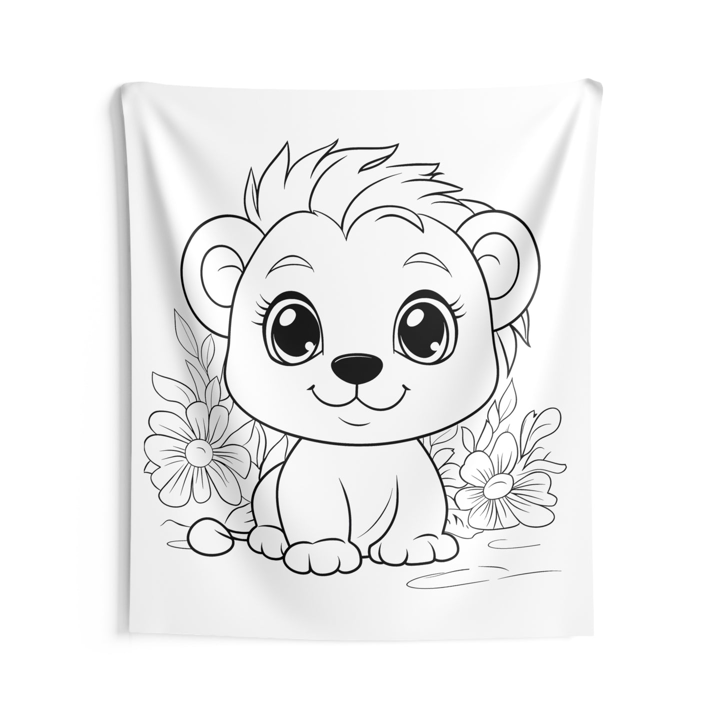 Indoor Wall Tapestries Coloring Kit with 10 Fabric Markers - Baby Lion