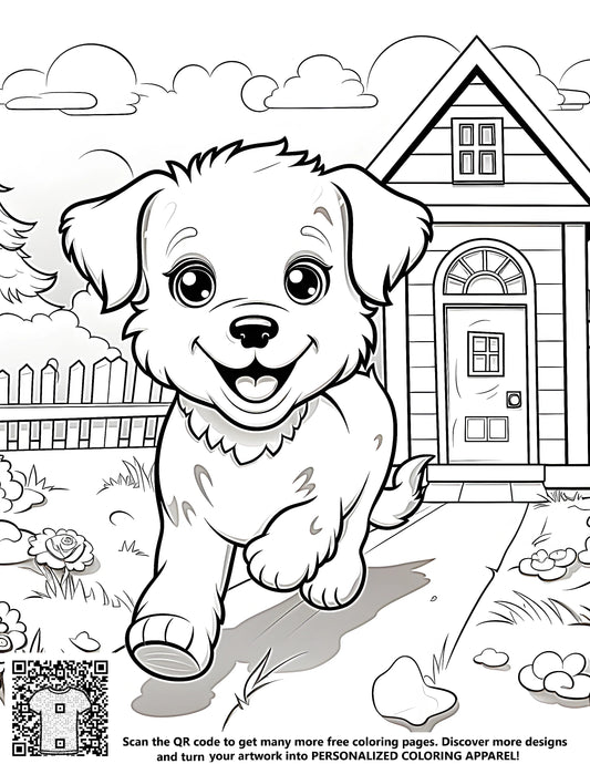 FREE Happy Puppy Garden Coloring Page - Printable Download