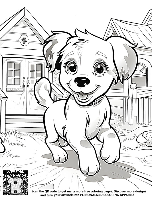 FREE Happy Puppy Coloring Page - Printable Download