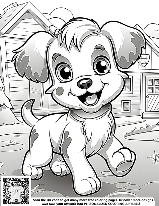 FREE Cute Cartoon Puppy Coloring Page - Download NOW