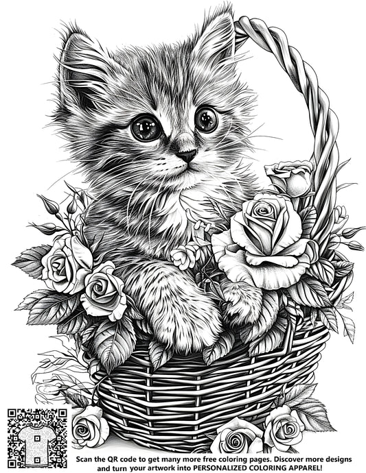 FREE Kitten in Basket Coloring Page - Download NOW