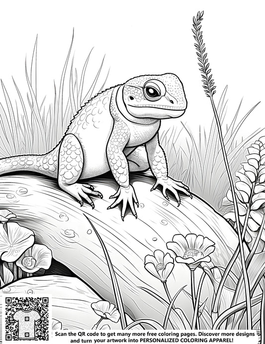 FREE Lizard on Log Coloring Page Printable Download