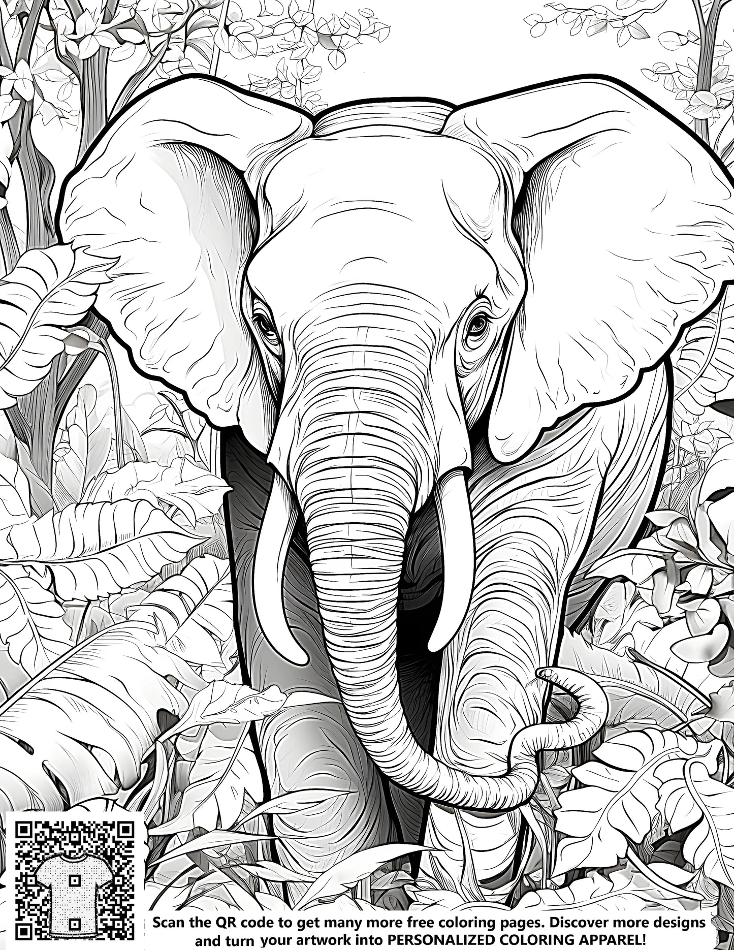 FREE Elephant Jungle Coloring Page Download NOW