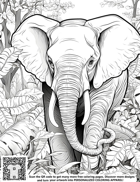 FREE Elephant Jungle Coloring Page Download NOW