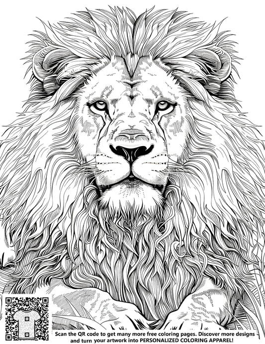 FREE Lion Coloring Page - Intricate Black and White Illustration - Printable Download