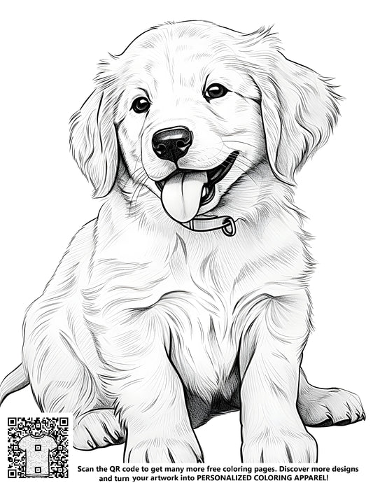 FREE Golden Retriever Puppy Coloring Page - Download NOW