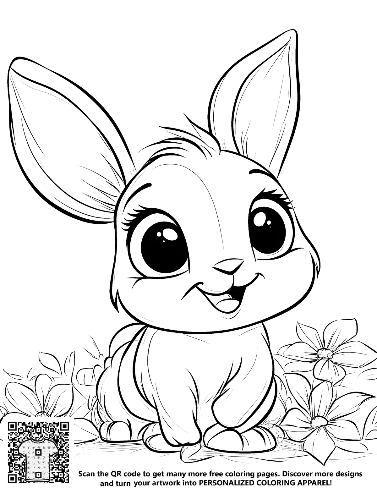 Davincci Rabbit Free Coloring Page Coloring Kit with 10 Fabric Markers - Cute Rabbit ...
