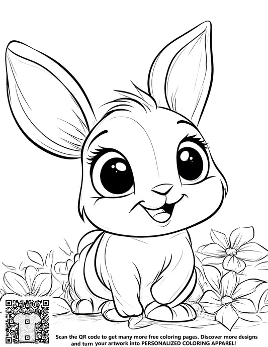 FREE Cute Rabbit Coloring Page - Printable Download