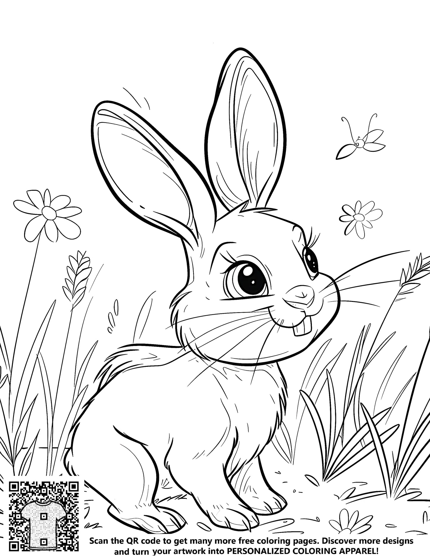 FREE Cute Bunny Coloring Page - Printable Download