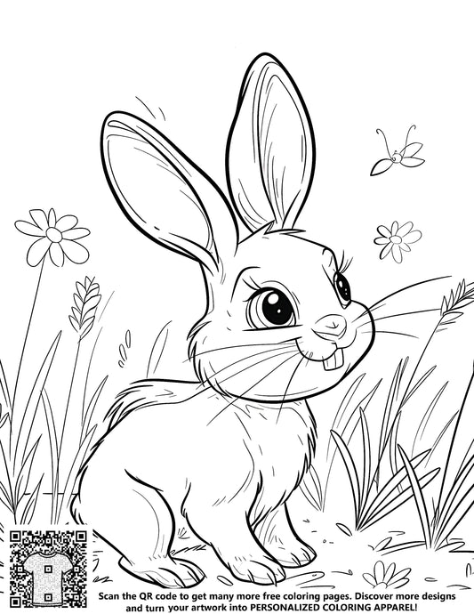 FREE Cute Bunny Coloring Page - Printable Download