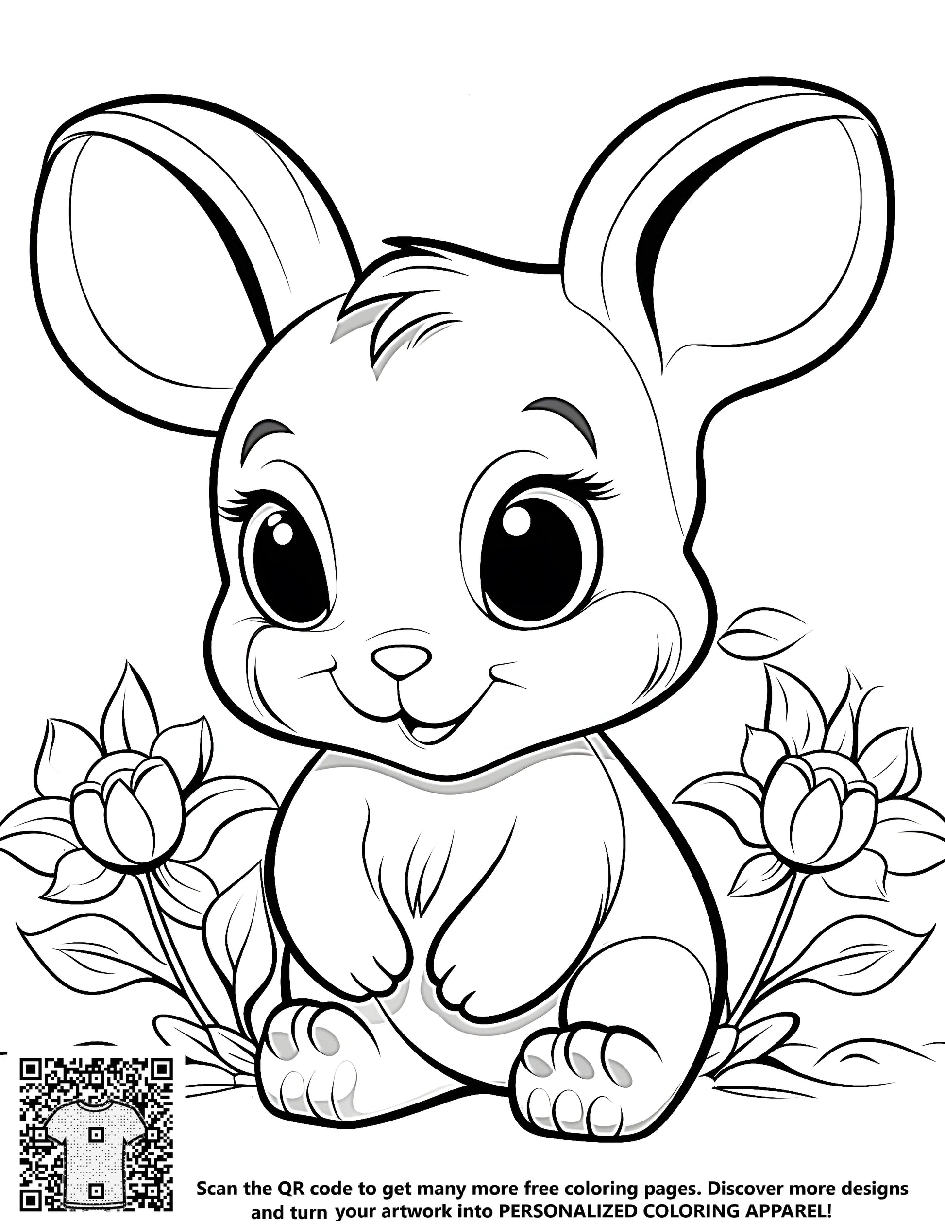 Adorable cartoon bunny illustration free coloring page