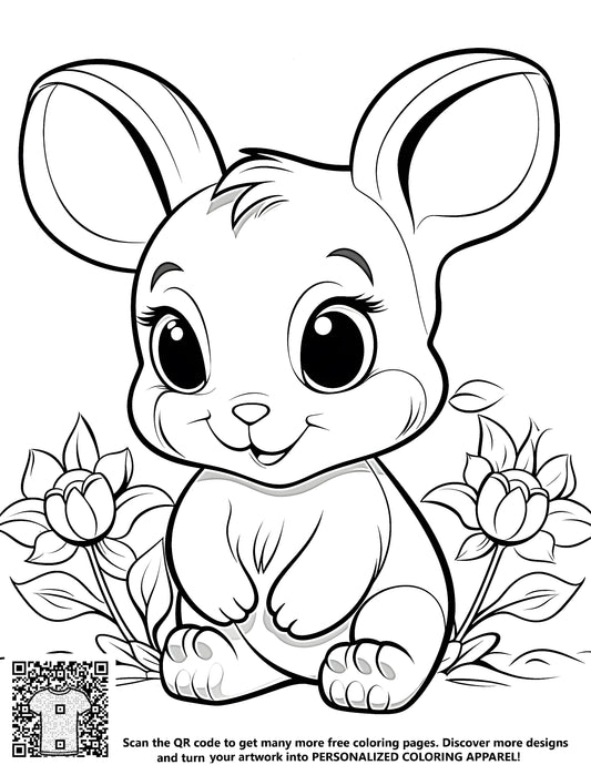 FREE Bunny with Flowers Coloring Page - Download NOW