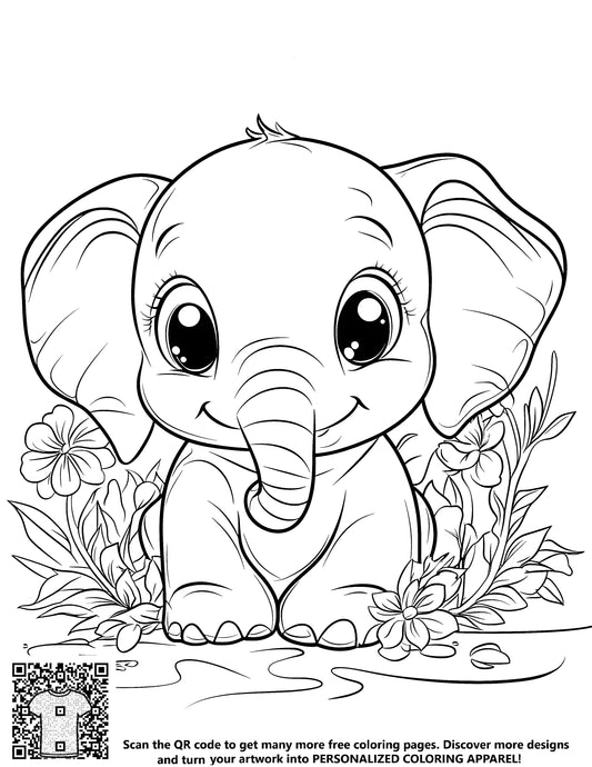 FREE Cute Baby Elephant Coloring Page - Printable Download