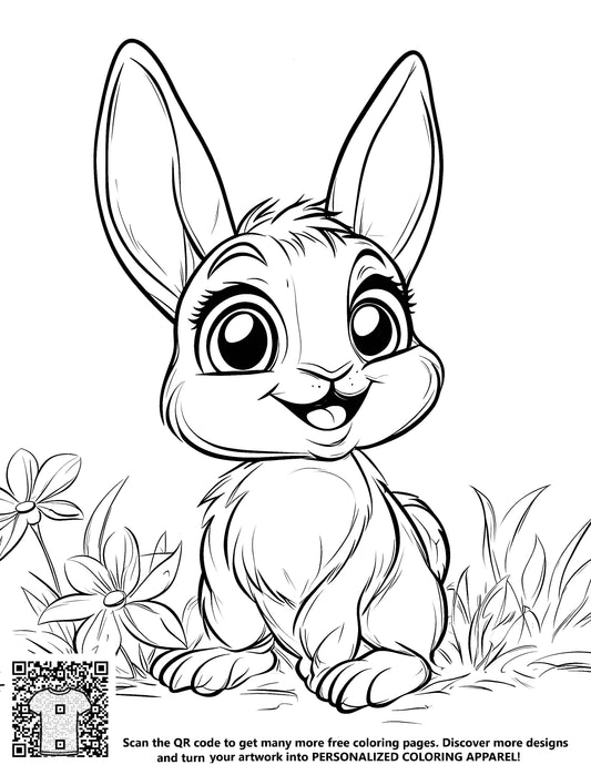 FREE Cute Bunny Coloring Page - Printable Download