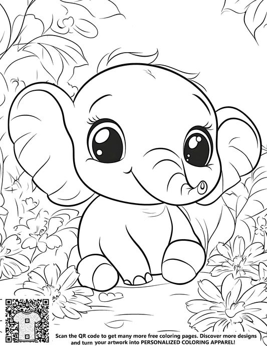 FREE Baby Elephant Jungle Coloring Page - Printable Download