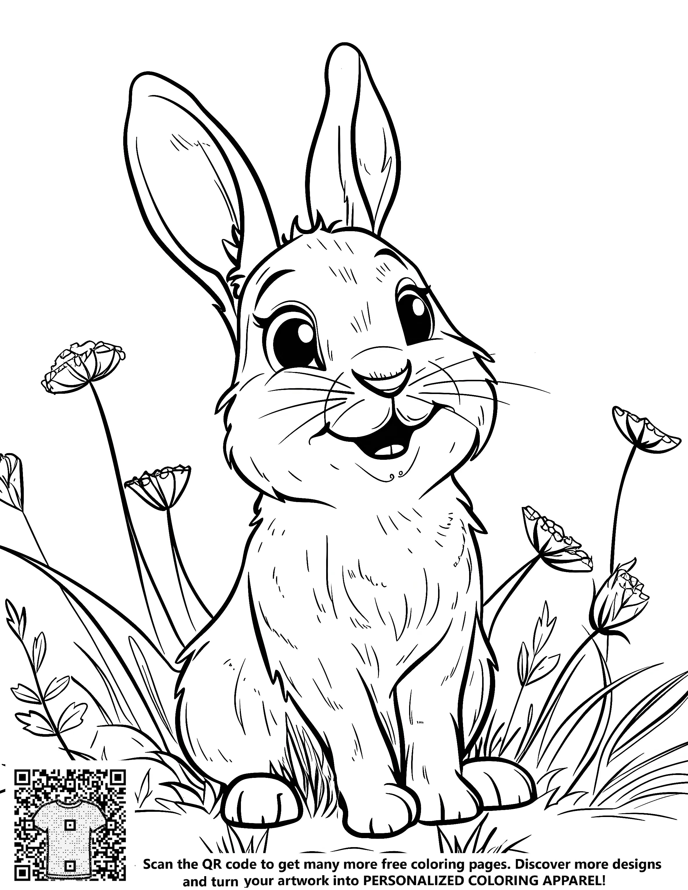 Davincci Rabbit Free Cute Bunny Coloring Page PDF – Davinci in You