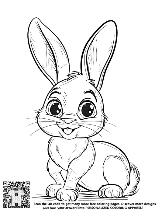 FREE Cute Cartoon Bunny Coloring Page - Download NOW