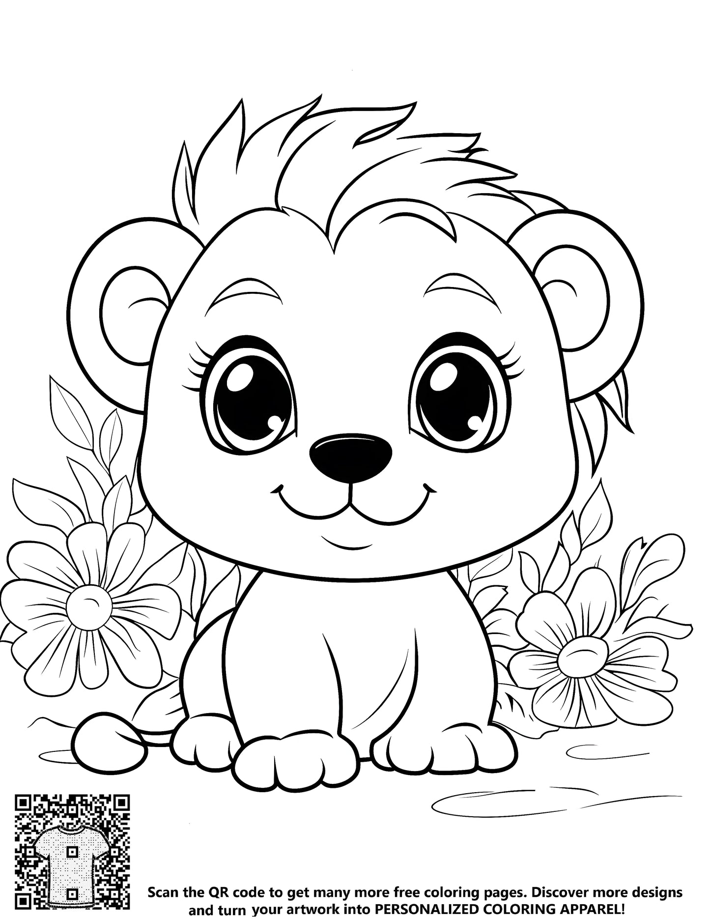 FREE Cute Baby Lion Coloring Page - Download NOW