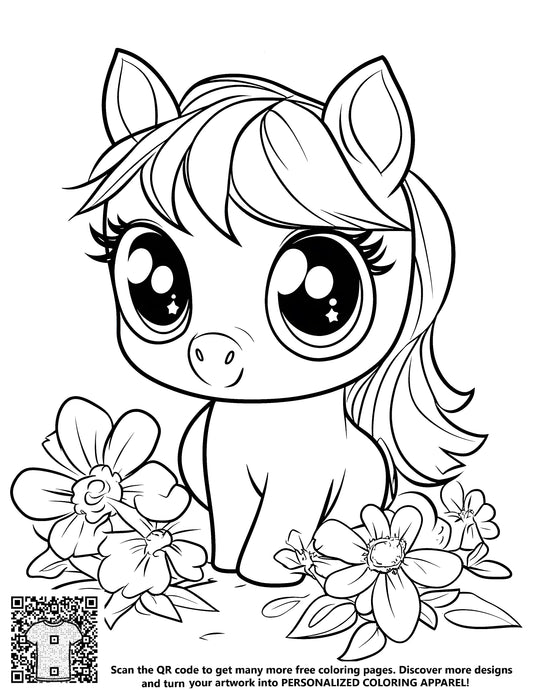 FREE Cute Pony Coloring Page - Printable Download