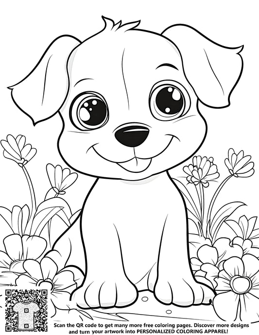 FREE Cute Puppy Coloring Page - Printable Download