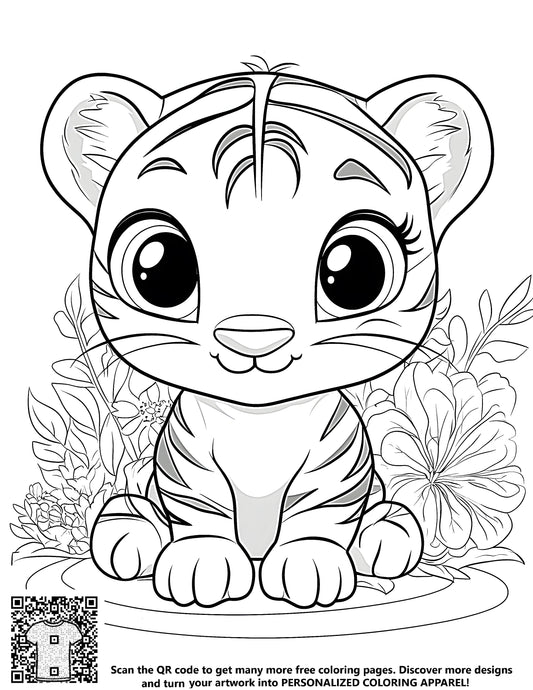 FREE Cute Baby Tiger Coloring Page - Printable Download