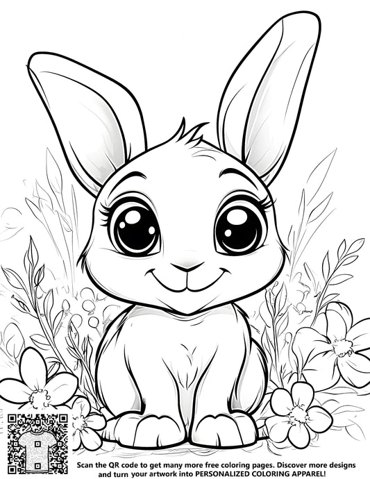 FREE Bunny Coloring Page - Cute Cartoon Style Printable